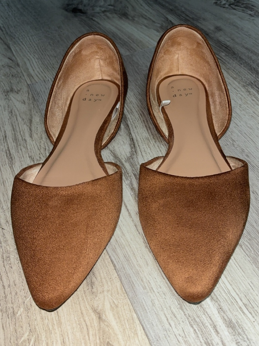 A New Day Brown Pointed Faux Suede Flats